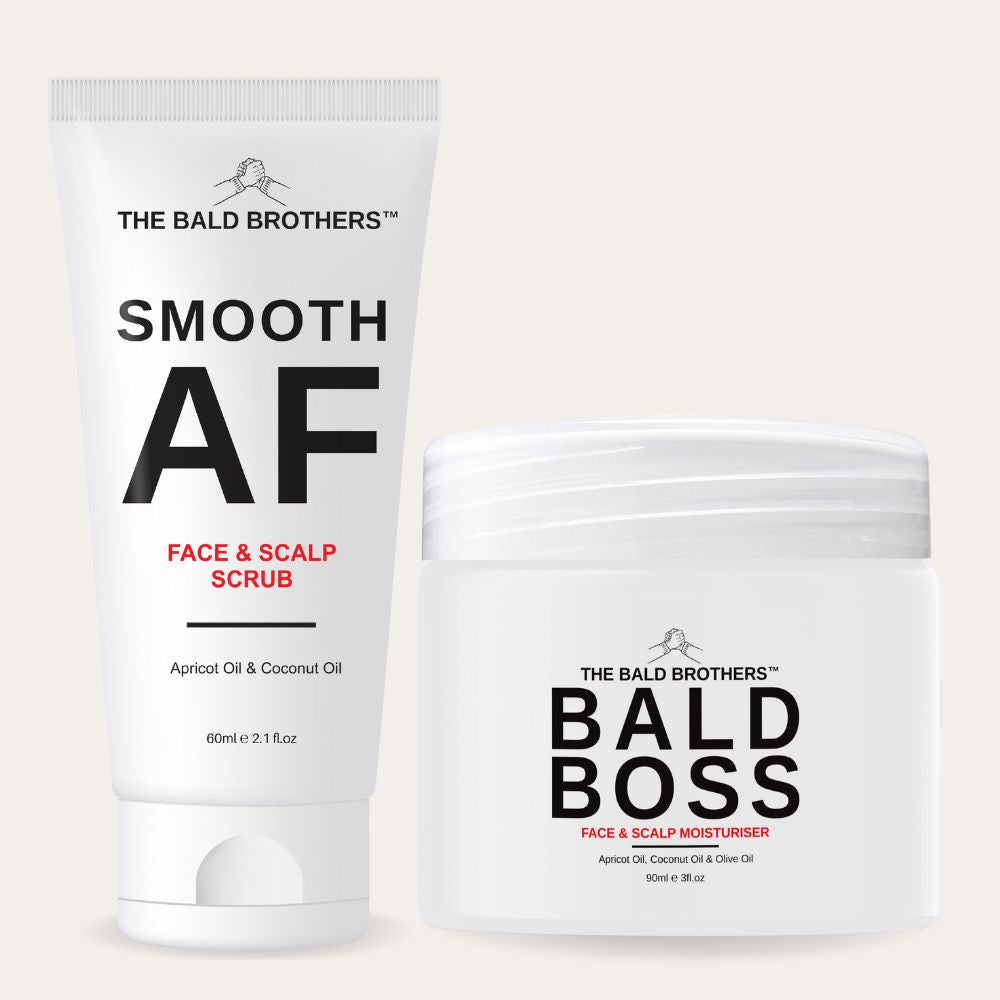 Bald AF Bald Head Care Set | Bald Head Moisturiser & Exfoliate Scrub Set