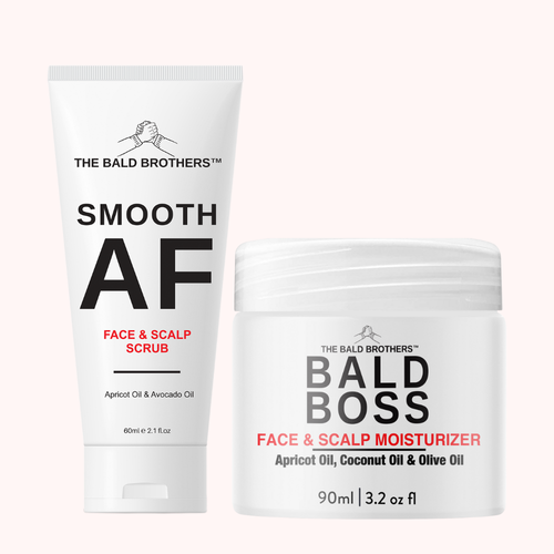 Bald AF Bald Head Care Set | Bald Head Moisturiser & Exfoliate Scrub Set