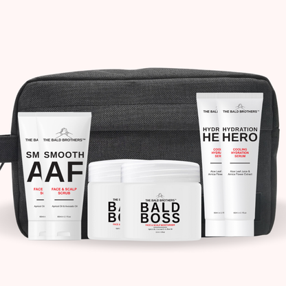 Elite Bald Head Care Gift Set + Free Toiletry Bag | 180 Day Bald Head Care Skincare Supply